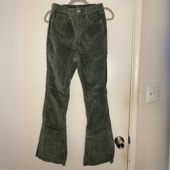 Shein Green Corduroy Flare Pants Size 6 / EU 38 - Picture 1 of 1